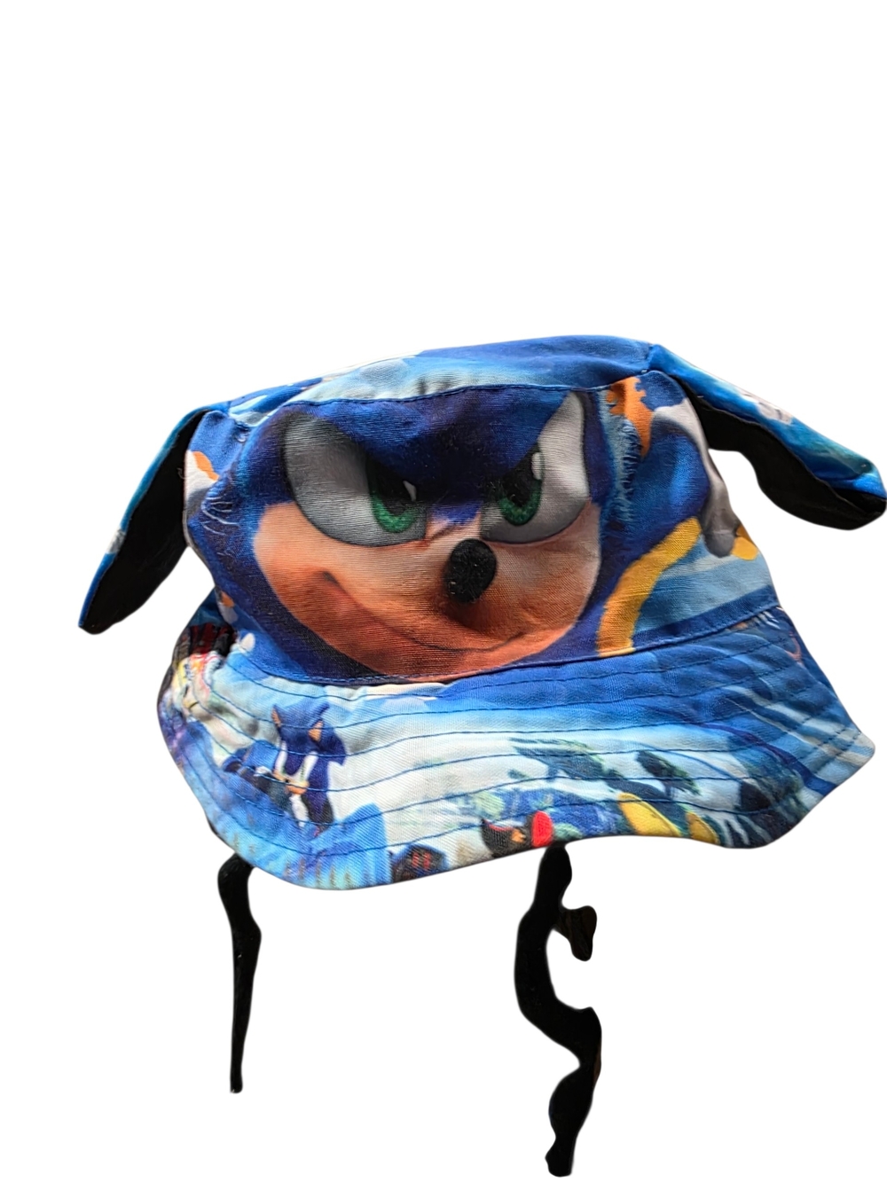 Sonic Themed Blue Kids Bucket Hat with Ear Flaps